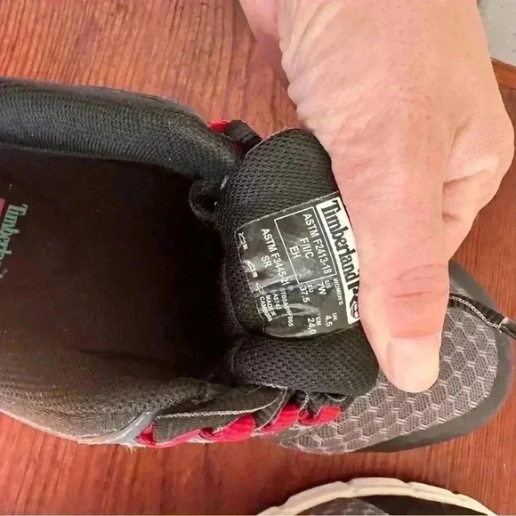 Timberland PRO Boots Composite Toe Women’s Size 7W Anti Fatigue Black And Red - Picture 9 of 10